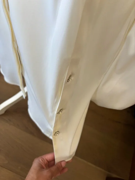 AKIRA Satin White Long Sleeve Mini Shirt Dress - Picture 3 of 9